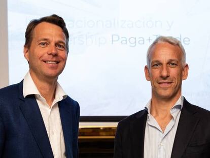 Rolf Cederstr&ouml;m, consejero delegado de Pagantis y Raimundo Sala, directo gerente de PayPal, director general de PayPal en Espa&ntilde;a y Portugal.
