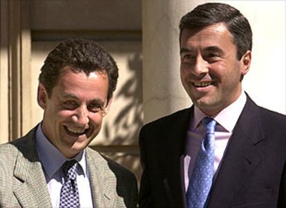 Acebes y Sarkozy esta mañana en el Palacio de la Moncloa.