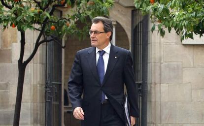El presidente catalán, Artur Mas, ayer en la sede de la Generalitat tras la reunión de su gobierno.