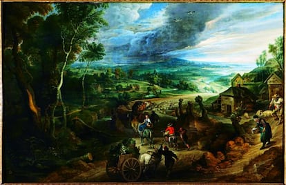 Among the artistic treasures of the Liria Palace is the Rubens painting, Road to Market.