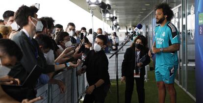 Marcelo atendiendo a la prensa el pasado martes en la Ciudad Deportiva de Valdebebas.