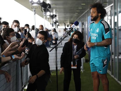 Marcelo atendiendo a la prensa el pasado martes en la Ciudad Deportiva de Valdebebas.