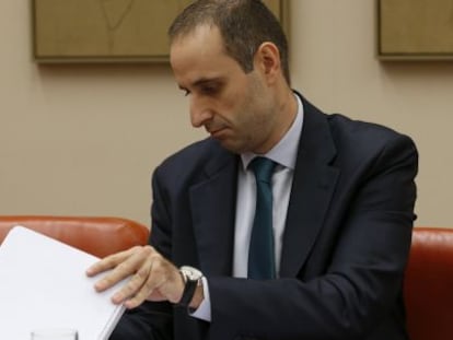 El presidente del FROB, Jaime Ponce, durante su comparecencia ante la Comisi&oacute;n de Econom&iacute;a del Congreso