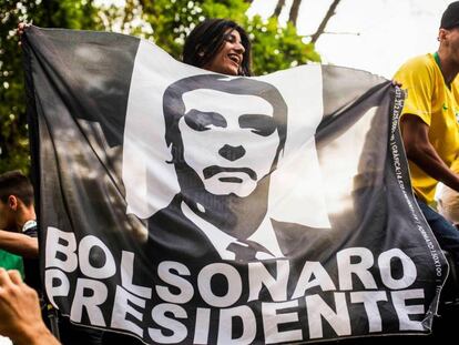 Manifestantes en favor de Jair Bolsonaro, el 29 de septiembre en Río de Janeiro.