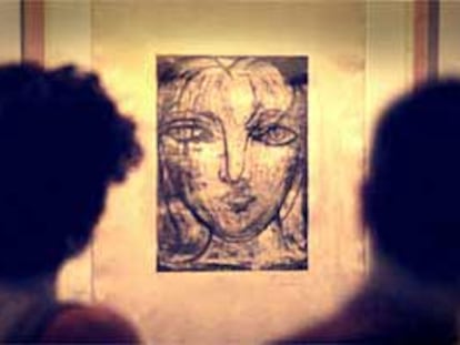 Uno de los grabados de Picasso expuestos en el Centre Cultural de Bancaixa en Valencia.