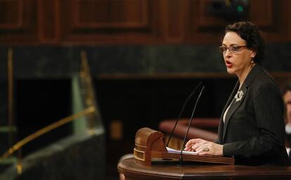 La ministra de Trabajo, Magdalena Valerio, en el Congreso de los Diputados, este martes. 