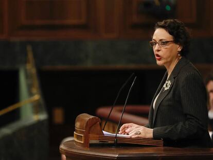 La ministra de Trabajo, Magdalena Valerio, en el Congreso de los Diputados, este martes. 