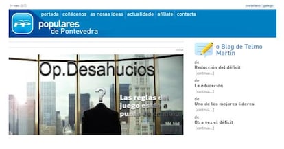 La web de PP de Pontevedra esta tarde  