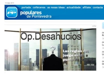 La web de PP de Pontevedra esta tarde  