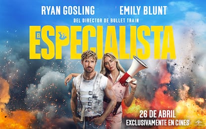 Cartel oficial de la nueva película de acción 'El Especialista', protagonizada por Emily Blunt y Ryan Gosling.