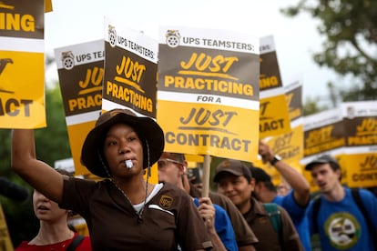 Huelga de trabajadores de UPS en Estados Unidos