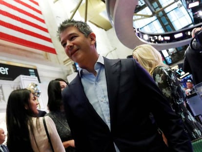 Travis Kalanick, cofundador de Uber, en la Bolsa de Nueva York el día de la OPV de la firma, el 10 de mayo pasado. 