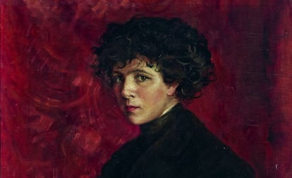 Detalle de 'Autorretrato de cuerpo entero' (1912), de María Roësset.