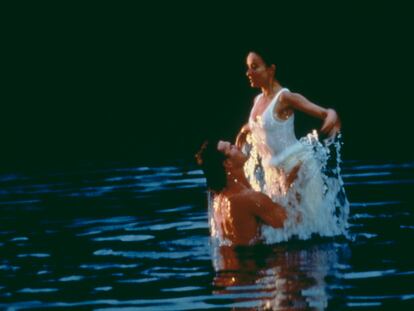 Los actores estadounidenses Patrick Swayze y Jennifer Gray, protagonistas de la película Dirty Dancing, 1987.