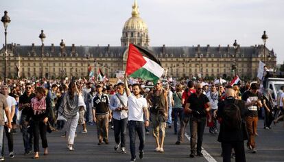 Manifestaci&oacute;n de este mi&eacute;rcoles en Par&iacute;s contra la ofensiva israel&iacute; en Gaza.