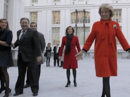 Esperanza Aguirre, en la investidura de Ana Botella esta mañana.