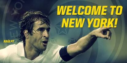 Cartel promocional de Raúl del NY Cosmos.