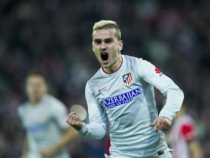 Griezmann celebra uno de los goles de ayer.