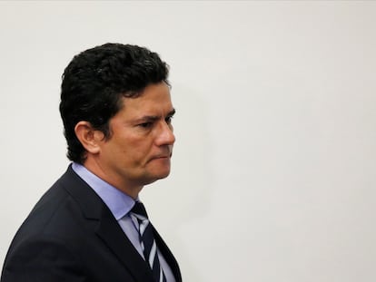 Sergio Moro, durante la conferencia de prensa de este viernes en Brasilia.