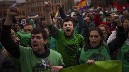Manifestantes das "Marchas da dignidade", neste sábado em Madri.