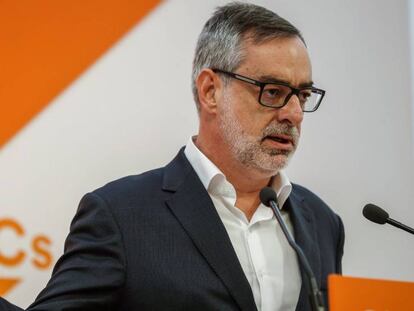 El secretario general de Ciudadanos, Jos&eacute; Manuel Villegas, comparece este lunes ante la prensa.