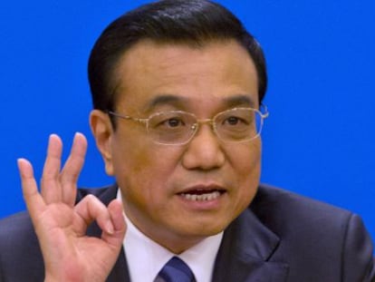 El primer ministero chino, Li Keqiang, durante una rueda de prensa este jueves. 