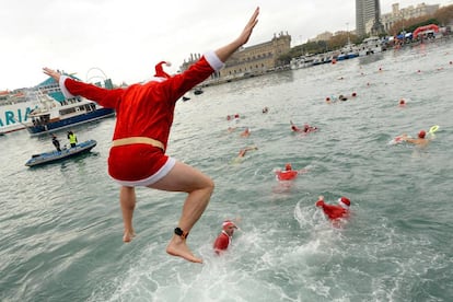 Una imagen de la competición de saltos navideña de Barcelona, en la mañana del 25 de diciembre.