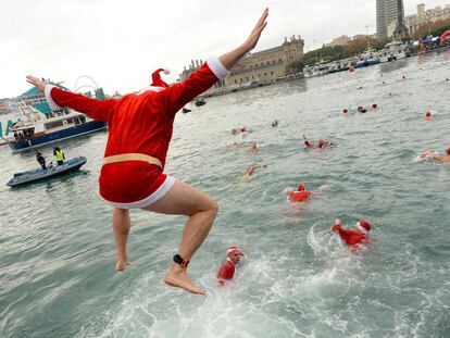 Una imagen de la competición de saltos navideña de Barcelona, en la mañana del 25 de diciembre.