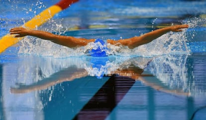 Mireia, durante la prueba de 200m mariposa.