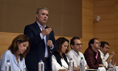 El presidente colombiano, Iván Duque, el domingo durante un acto.