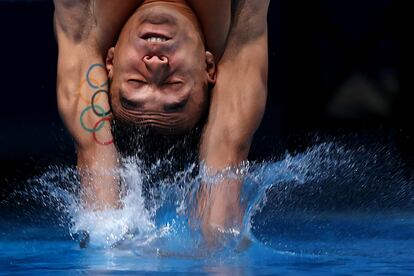 Juan Manuel Celaya Hernández durante una competencia en Qatar.