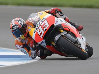 Marc Marquez en los entrenamientos de Indianapolis.