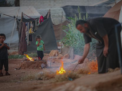 A refugee camp where displaced Syrians shelter in difficult circumstances in Idlib, Syria on July 28, 2021.