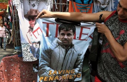 Una camiseta en el DF con la imagen de El Chapo Guzmán.