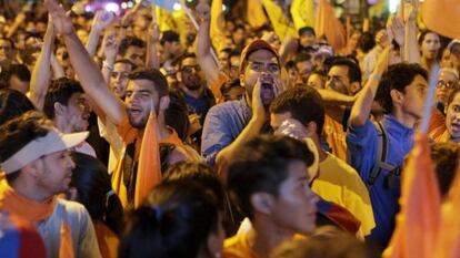 Simpatizantes da oposição venezuelana durante comício de fim de campanha em Caracas.