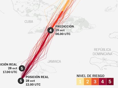 Los mapas del avance del huracán ‘Melissa’ y su posible trayectoria