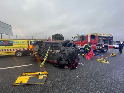 Accidente de tráfico en Villanueva de Perales (Madrid) el pasado domingo.