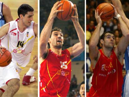 De izquierda a derecha, Rodrigo de la Fuente, Jorge Garbajosa e Iker Iturbe.