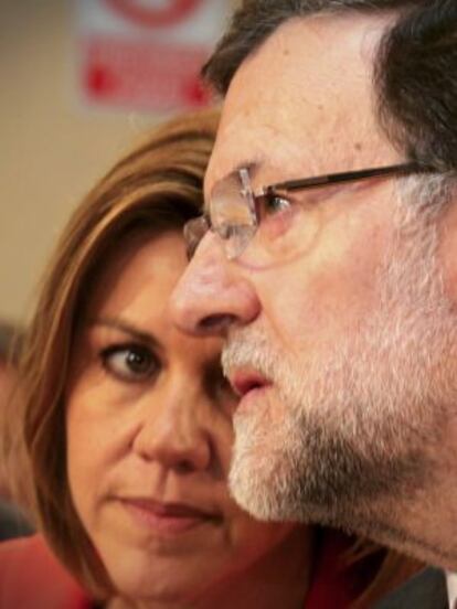 Mariano Rajoy and PP secretary general Maria Dolores de Cospedal.