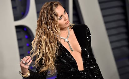 La cantante Miley Cyrus, en una de las fiestas tras los Oscar de este año.