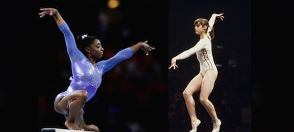 Simone Biles y Nadia Comaneci, dos iconos de la gimnasia artística.