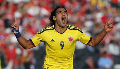 Falcao celebra un gol ante Chile