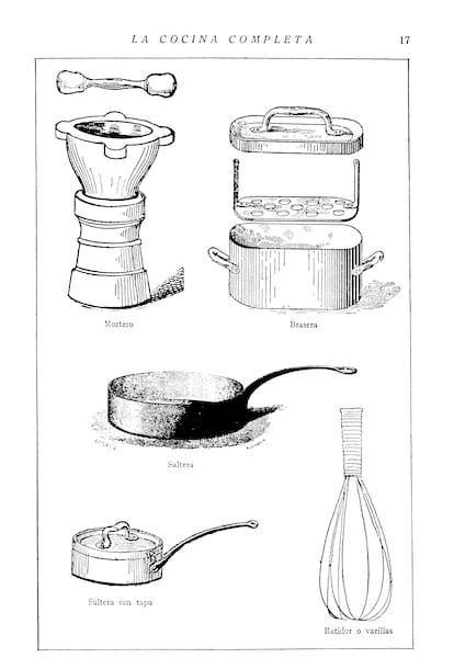 Ilustración del interior de Enciclopedia Culinaria. La Cocina Completa, de María Mestayer De Echagüe, Marquesa de Parabere (Editorial Espasa-Calpe).