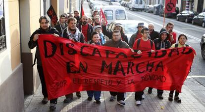 La marcha de la discapacidad, a su llegada a Valencia.