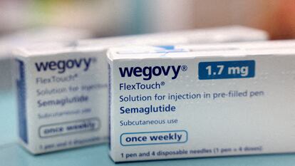 Cajas de Wegovy fabricadas por Novo Nordisk.