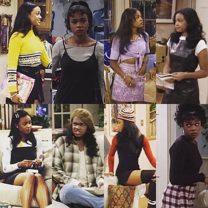 Ashley Banks (El Príncipe de Bel Air)

La prima favorita de Will, interpretada por Tatyana Ali, evolucionó estilísticamente al tiempo que se desarrollaba. Sus estilismos, siempre medidos con aire paternalista por el resto de sus familiares, son también historia de los 90: camisas de cuadros, calcetines por encima de la rodilla y camisetas bajo slip dresses. Tendencias cíclicas que vuelven una y otra vez.