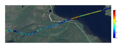 Senyal de GPS reflectida la intensitat de la qual varia en funció del terreny.