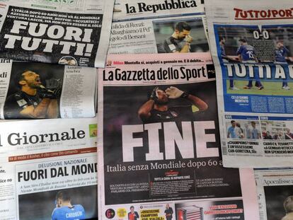 La prensa italiana el d&iacute;a despu&eacute;s de no clasificar al Mundial.