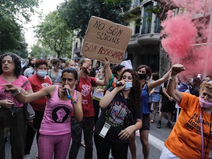 Manifestación en solidaridad con Segundo F., el martes en Barcelona.