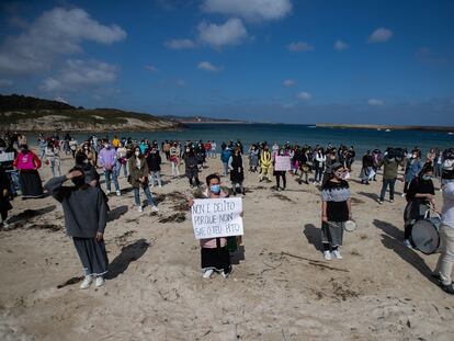 Protesta en San Cibrado el pasado abril para reclamar la reapertura del caso de A Maruxaina.